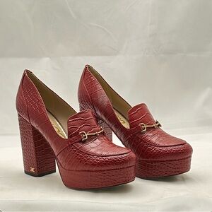 Sam Edelman size 8 - Aretha Red Croc-Embossed Platform Heels